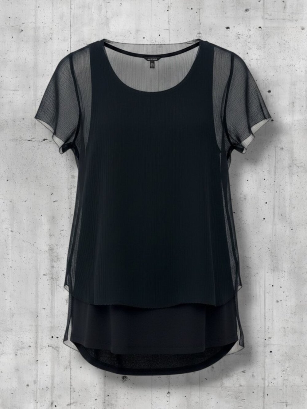 Ann‎ Taylor Black Sheer Blouse with Matching Inner Tank XS